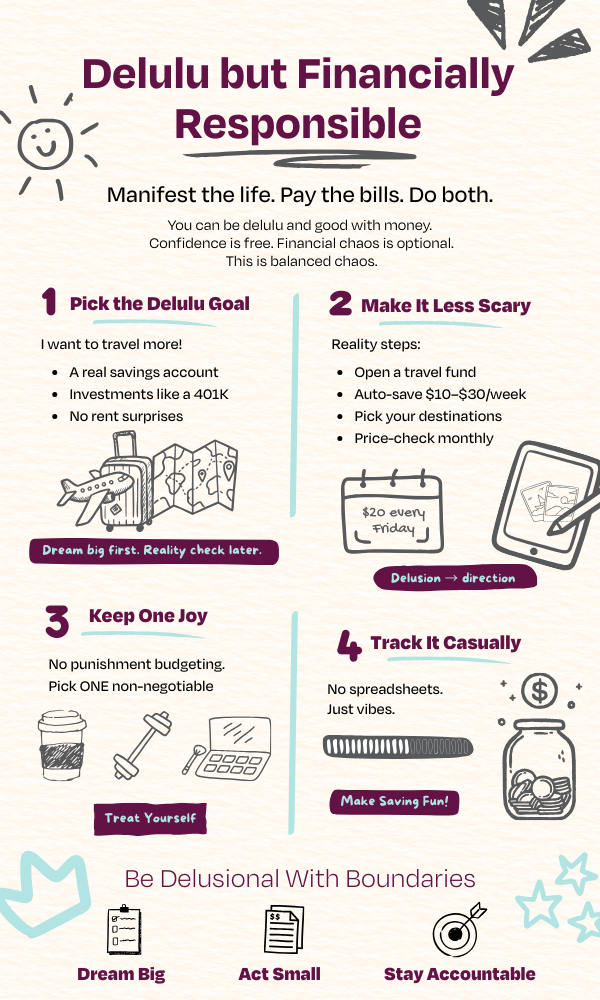 Delulu but financially responsible infographic