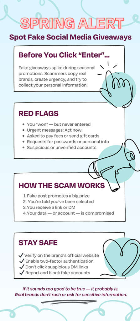 Fake social media giveaway infographic