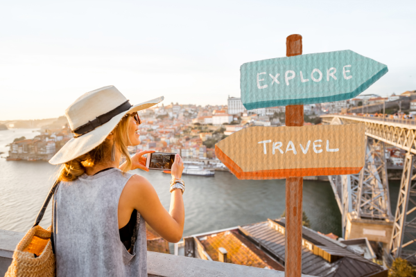 Young lady traveling abroad