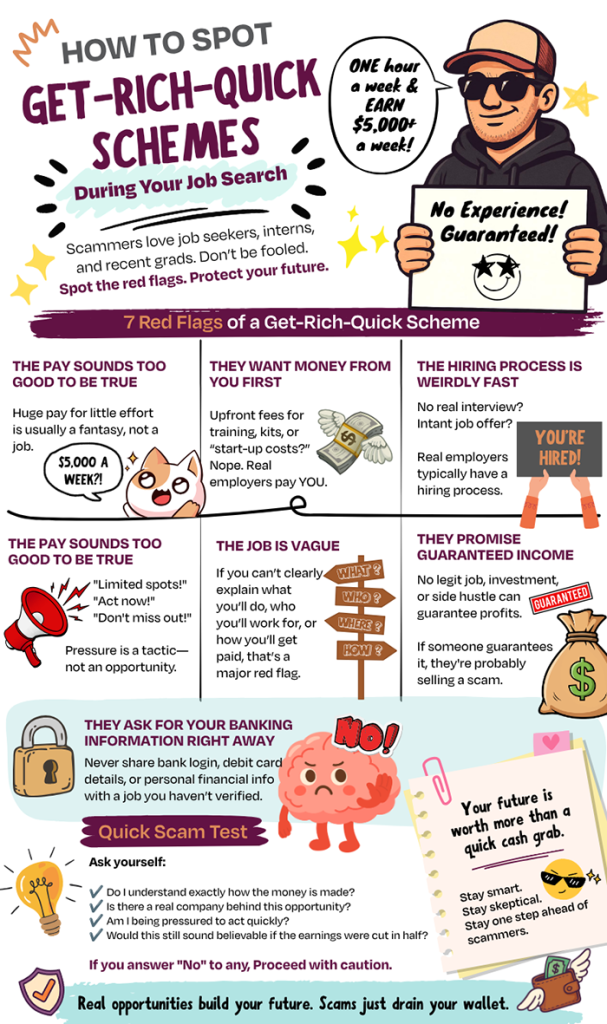Spot get-rich-quick schemes infographic